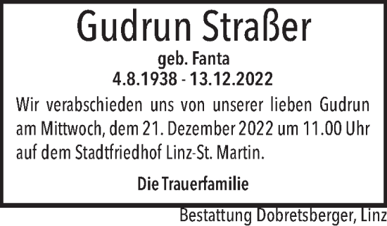 Traueranzeige von Gudrun Straßer von OÖNachrichten