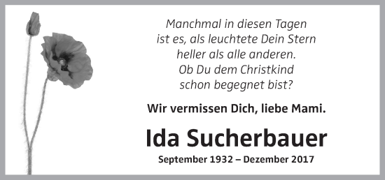 Traueranzeige von Ida Sucherbauer von OÖNachrichten