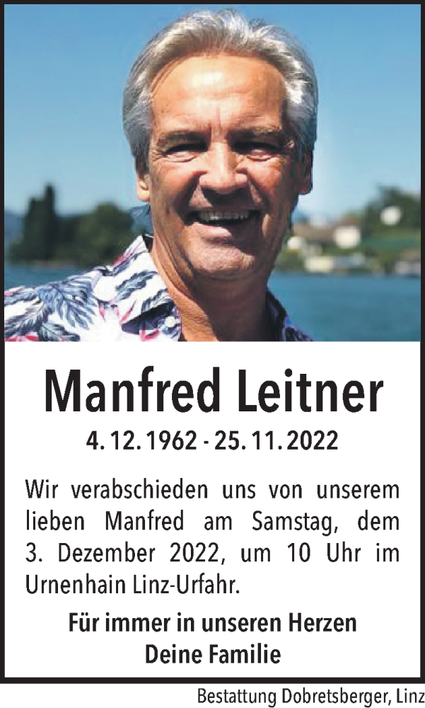 Traueranzeige für Manfred Leitner vom 01.12.2022 aus OÖNachrichten