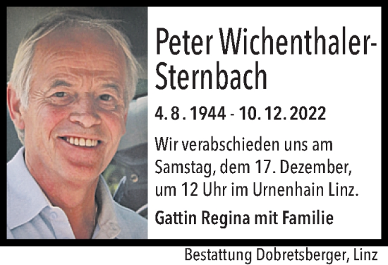 Traueranzeige von Peter Wichtenthaler-Sternbach von OÖNachrichten