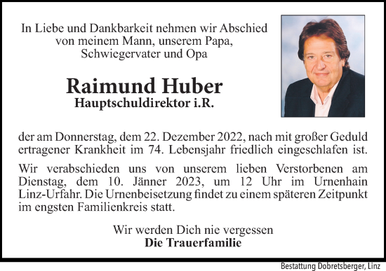 Traueranzeige von Raimund Huber von OÖNachrichten