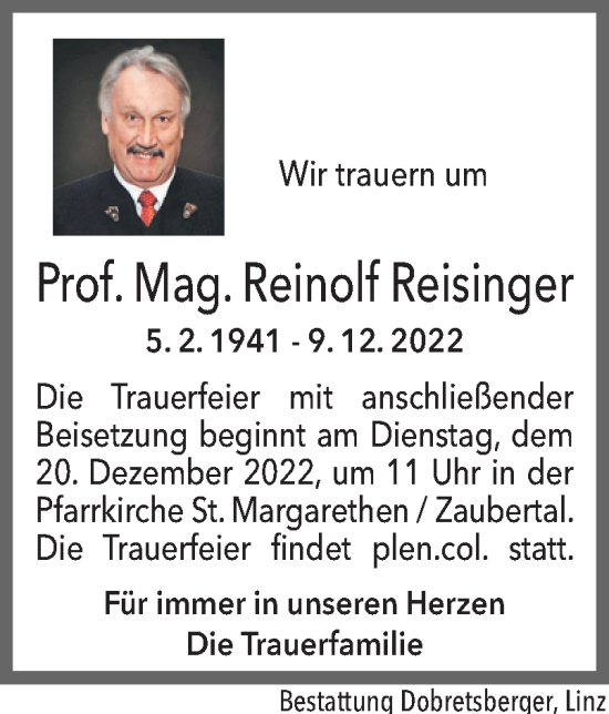 Traueranzeige von Reinolf Reisinger von OÖNachrichten