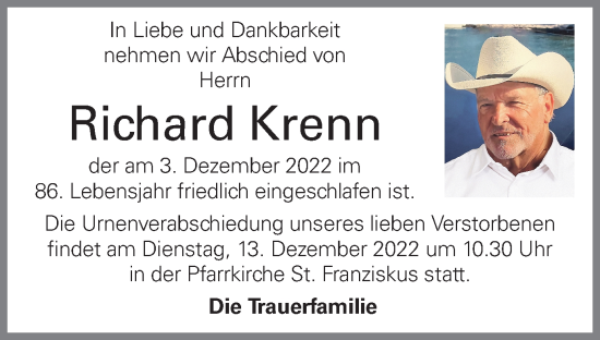 Traueranzeige von Richard Krenn von OÖNachrichten