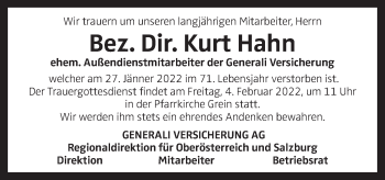Traueranzeige von Kurt Hahn von OÖNachrichten
