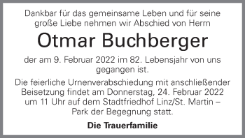 Traueranzeige von Otmar Buchberger von OÖNachrichten