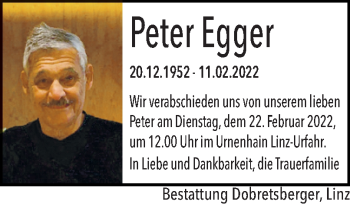 Traueranzeige von Peter Egger von OÖNachrichten