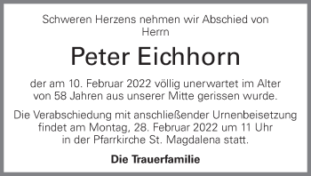 Traueranzeige von Peter Eichhorn von OÖNachrichten