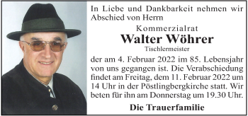 Traueranzeige von Walter Wöhrer von OÖNachrichten