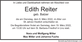 Traueranzeige von Edith Reiter von OÖNachrichten
