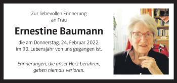 Traueranzeige von Ernestine Baumann von OÖNachrichten