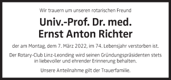 Traueranzeige von Ernst Anton Richter von OÖNachrichten