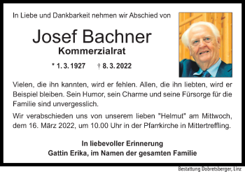 Traueranzeige von Josef Bachner von OÖNachrichten