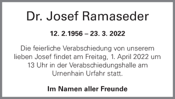 Traueranzeige von Josef Ramaseder von OÖNachrichten