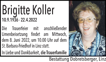 Traueranzeige von Brigitte Koller von OÖNachrichten