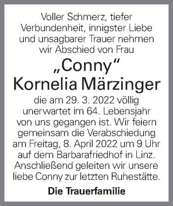 Traueranzeige von Kornelia Märzinger von OÖNachrichten