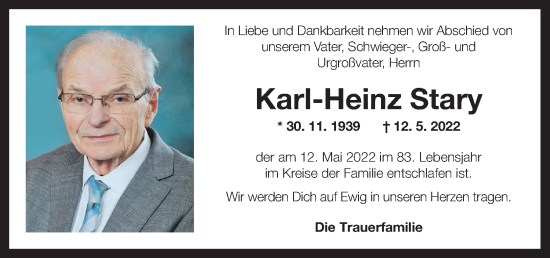 Traueranzeige von Karl-Heinz Stary von OÖNachrichten