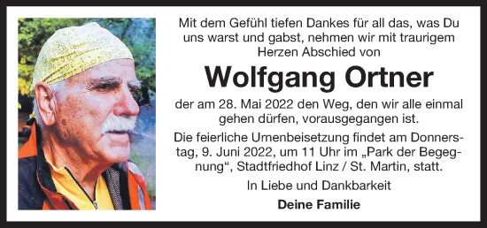 Traueranzeige von Wolfgang Ortner von OÖNachrichten