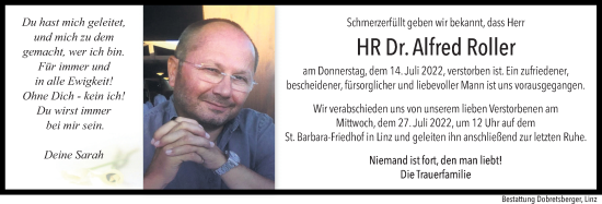Traueranzeige von Alfred Roller von OÖNachrichten