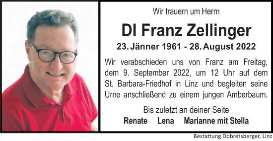 Traueranzeige von Franz Zellinger von OÖNachrichten