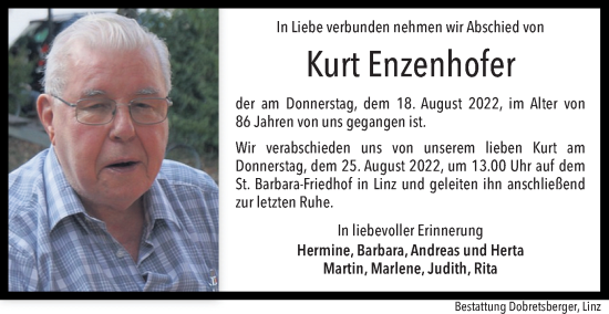 Traueranzeige von Kurt Enzenhofer von OÖNachrichten