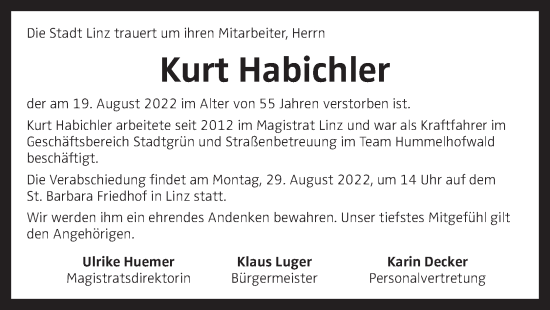 Traueranzeige von Kurt Habichler von OÖNachrichten
