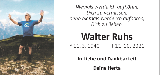 Traueranzeige von Walter Ruhs von OÖNachrichten
