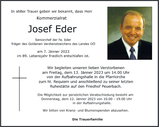 Traueranzeige von Josef Eder von OÖNachrichten