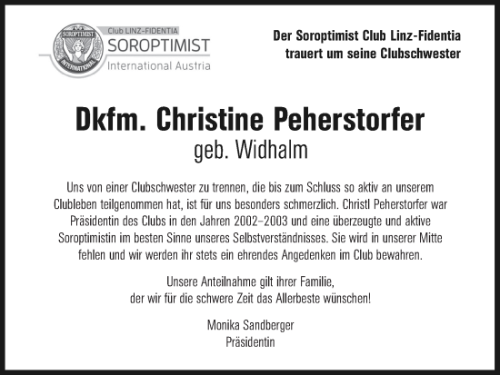 Traueranzeige von Christine Peherstorfer von OÖNachrichten