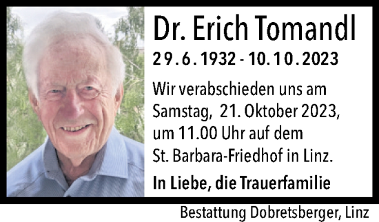 Traueranzeige von Erich Tomandl von OÖNachrichten