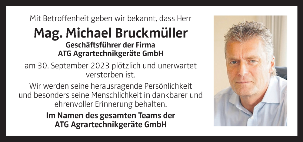  Traueranzeige für Michael Bruckmüller vom 07.10.2023 aus OÖNachrichten