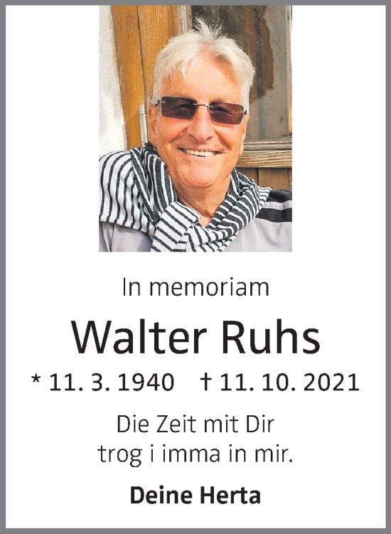 Traueranzeige von Walter Ruhs von OÖNachrichten