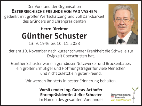 Traueranzeige von Günther Schuster von OÖNachrichten
