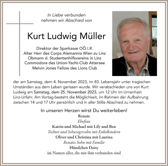 Traueranzeige von Kurt Ludwig Müller von OÖNachrichten