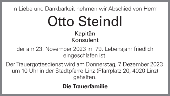 Traueranzeige von Otto Steindl von OÖNachrichten