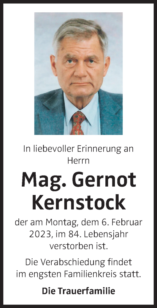Traueranzeige von Gernot Kernstock von OÖNachrichten