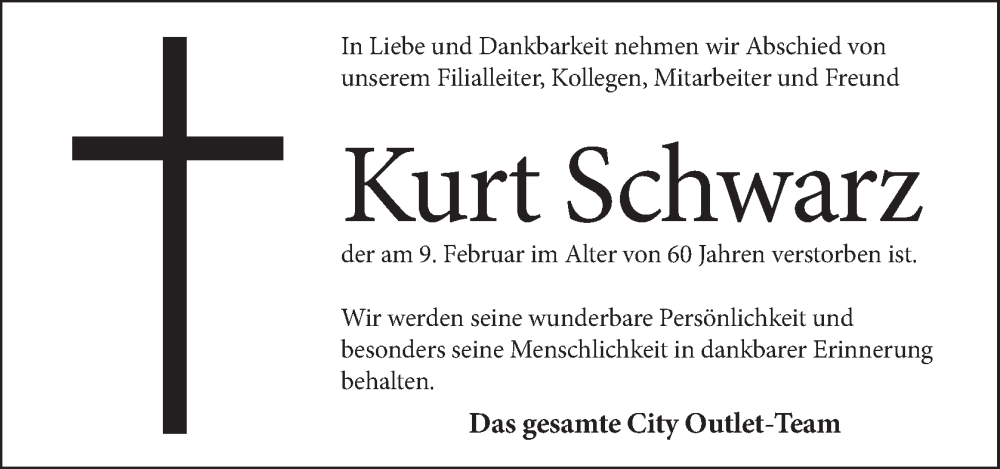  Traueranzeige für Kurt Schwarz vom 18.02.2023 aus OÖNachrichten