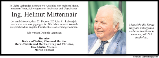 Traueranzeige von Helmut Mittermair von OÖNachrichten