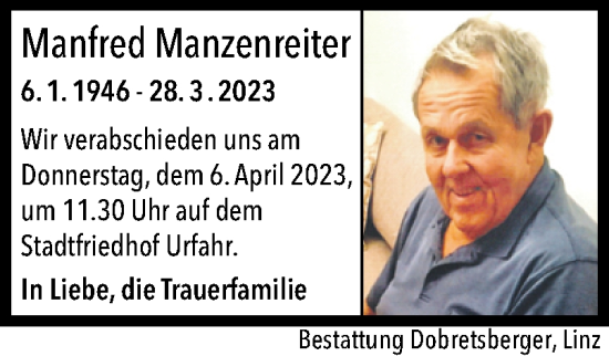 Traueranzeige von Manfred Manzenreiter von OÖNachrichten