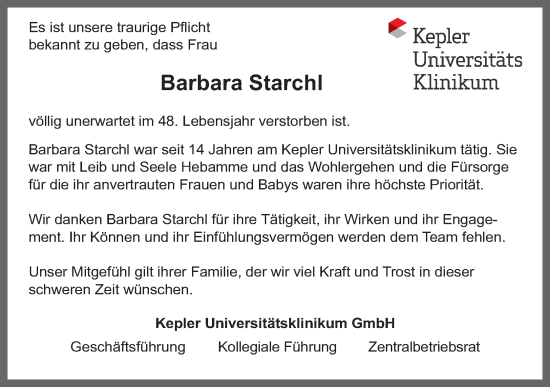 Traueranzeige von Barbara Strachl von OÖNachrichten