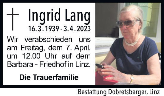 Traueranzeige von Ingrid Lang von OÖNachrichten