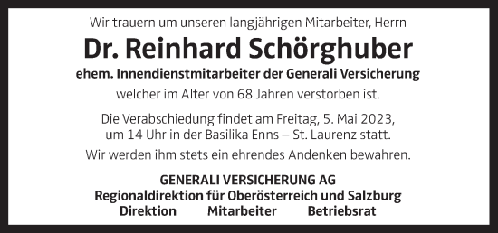 Traueranzeige von Reinhard Schörghuber von OÖNachrichten