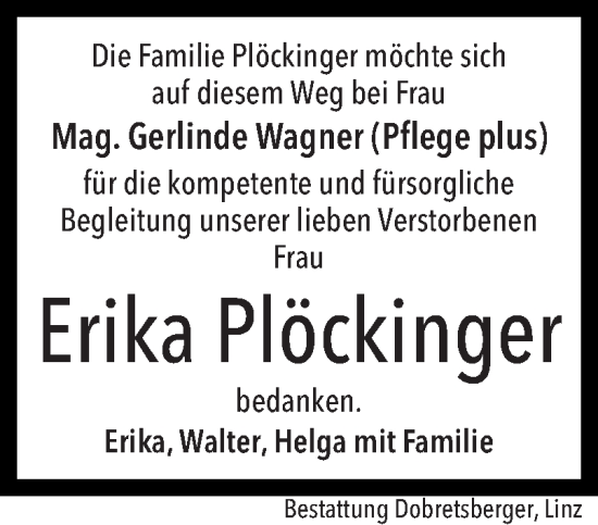 Traueranzeige von Erika Plöckinger von OÖNachrichten