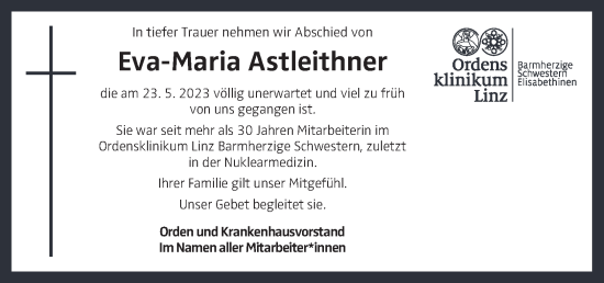 Traueranzeige von Eva-Maria Astleithner von OÖNachrichten