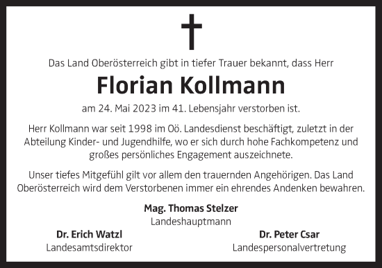 Traueranzeige von Florian Kollmann von OÖNachrichten