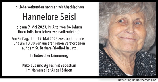 Traueranzeige von Hannelore Seisl von OÖNachrichten