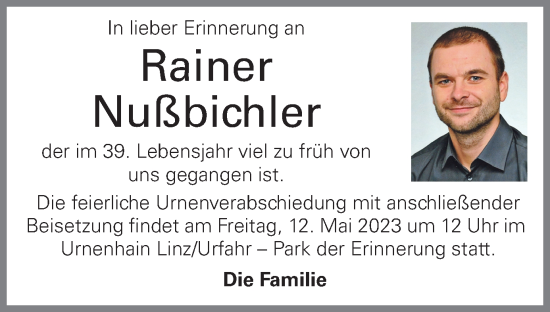Traueranzeige von Rainer Nußbichler von OÖNachrichten