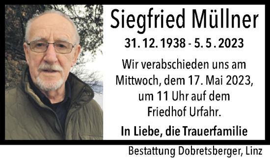 Traueranzeige von Siegfried Müllner von OÖNachrichten