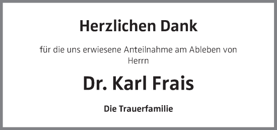 Traueranzeige von Karl Frais von OÖNachrichten