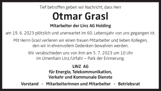 Traueranzeige von Otmar Gras von OÖNachrichten