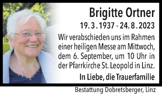 Traueranzeige von Brigitte Ortner von OÖNachrichten